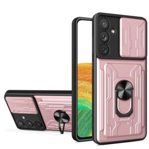 Forcell Samsung Galaxy A34 5G Sliding Camshield Card Θήκη Σκληρή - Rose Gold
