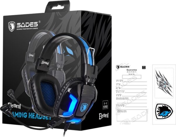 Sades Element Over Ear Gaming Headset με σύνδεση USB / 2x3.5mm Μπλε