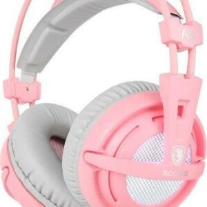 Sades A6 Over Ear Gaming Headset Ροζ με σύνδεση USB Pink