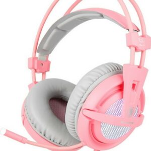 Sades A6 Over Ear Gaming Headset Ροζ με σύνδεση USB Pink