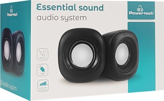 POWERTECH Multimedia Ηχεία PT-421, 2.0 channel, 3W x2, USB, Aux in, Black - Red (5202903201712)