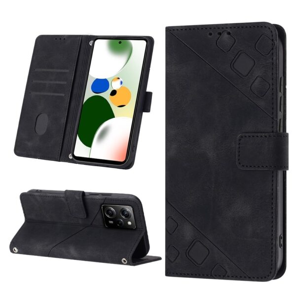 Xiaomi Poco X5 Pro 5G / Redmi Note 12 Pro 5G Θήκη Βιβλίο Μαύρο Skin-feel Embossed Phone Case Black