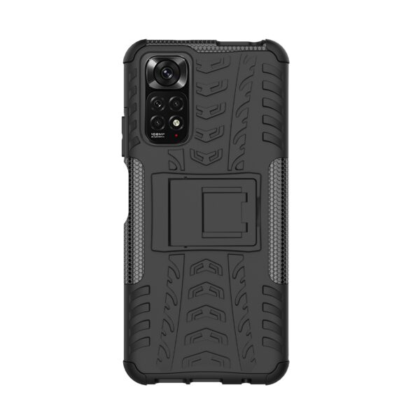 Xiaomi Redmi Note 12S Θήκη Μαύρη Tire Texture Shockproof TPU+PC Phone Case with Holder Black