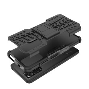 Xiaomi Redmi Note 12S Θήκη Μαύρη Tire Texture Shockproof TPU+PC Phone Case with Holder Black