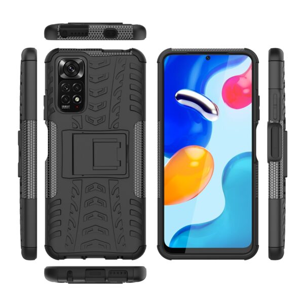 Xiaomi Redmi Note 12S Θήκη Μαύρη Tire Texture Shockproof TPU+PC Phone Case with Holder Black