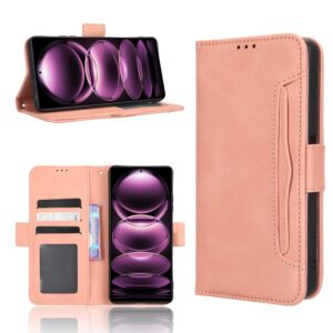 Xiaomi Redmi Note 12 Pro Plus 5G Θήκη Βιβλίο Ροζ Skin Feel Calf Texture Card Slots Phone Case Pink