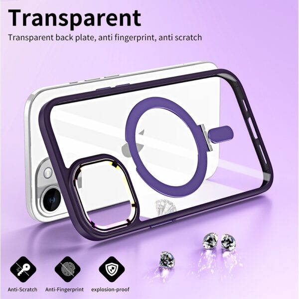 iPhone 15 Θήκη Σιλικόνης Σκούρα Μωβ MagSafe Magnetic Invisible Holder Phone Case Dark Purple