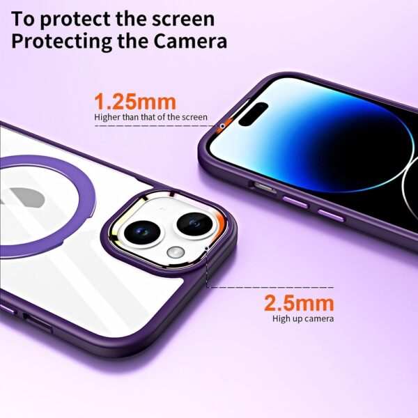 iPhone 15 Θήκη Σιλικόνης Σκούρα Μωβ MagSafe Magnetic Invisible Holder Phone Case Dark Purple