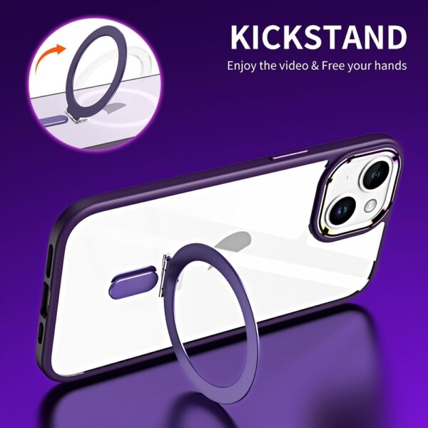 iPhone 15 Θήκη Σιλικόνης Σκούρα Μωβ MagSafe Magnetic Invisible Holder Phone Case Dark Purple