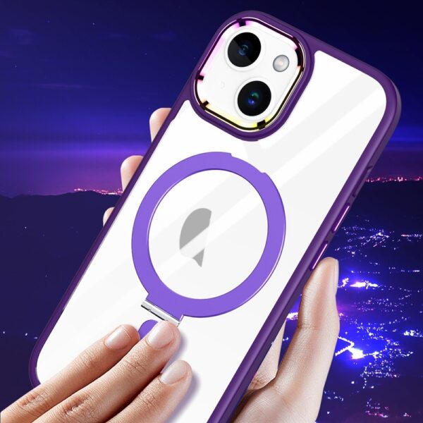 iPhone 15 Θήκη Σιλικόνης Σκούρα Μωβ MagSafe Magnetic Invisible Holder Phone Case Dark Purple