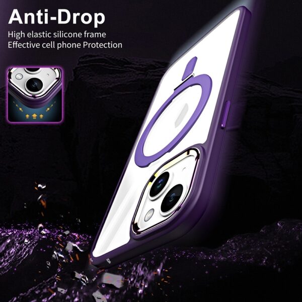 iPhone 15 Θήκη Σιλικόνης Σκούρα Μωβ MagSafe Magnetic Invisible Holder Phone Case Dark Purple