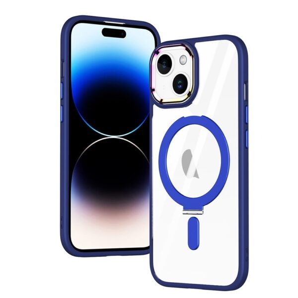 iPhone 15 Θήκη Σιλικόνης Σκούρα Μπλε MagSafe Magnetic Invisible Holder Phone Case Navy Blue
