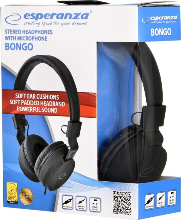 Esperanza Bongo EH212 Ενσύρματα On Ear Ακουστικά Μαύρα