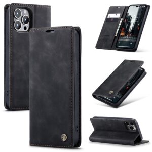 iPhone 15 Pro Θήκη Βιβλίο Μαύρο CaseMe 013 Multifunctional Horizontal Flip Phone Case Black