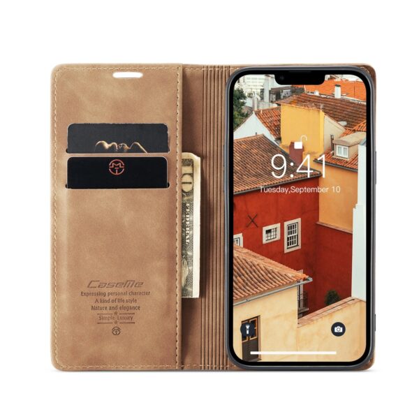 iPhone 15 Plus Θήκη Βιβλίο Καφέ CaseMe 013 Multifunctional Horizontal Flip Phone Case Brown