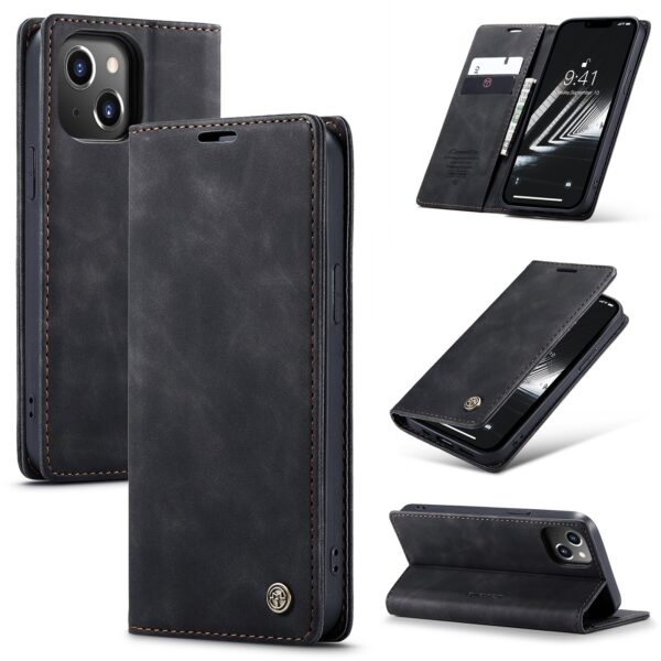 iPhone 15 Plus Θήκη Βιβλίο Μαύρο CaseMe 013 Multifunctional Horizontal Flip Phone Case Black