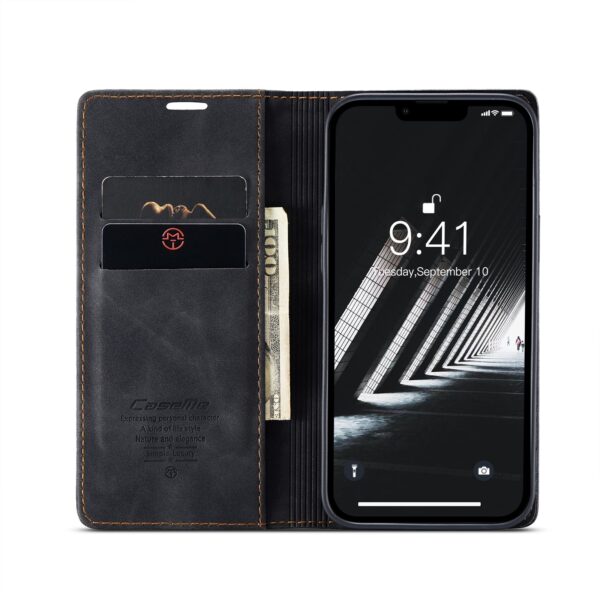 iPhone 15 Plus Θήκη Βιβλίο Μαύρο CaseMe 013 Multifunctional Horizontal Flip Phone Case Black
