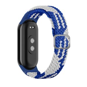 Λουράκι Xiaomi Mi Band 8 Λευκό - Μπλε Adjustable Nylon Braided Elasticity Watch Band White Blue