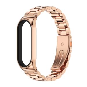 Λουράκι Xiaomi Mi Band 3/4/5/6 Ροζ - Χρυσό Mijobs CS Metal Three Bead Stainless Steel Watch Band Rose - Gold