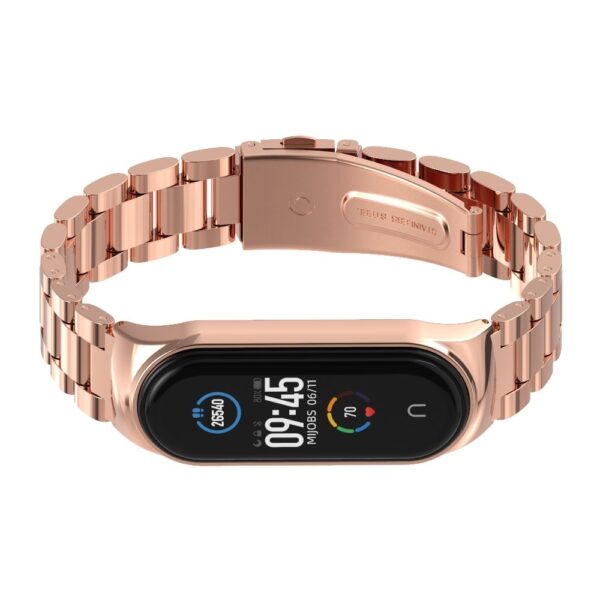 Λουράκι Xiaomi Mi Band 3/4/5/6 Ροζ - Χρυσό Mijobs CS Metal Three Bead Stainless Steel Watch Band Rose - Gold