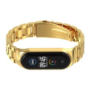 Λουράκι Xiaomi Mi Band 3/4/5/6 Χρυσό Mijobs CS Metal Three Bead Stainless Steel Watch Band Gold