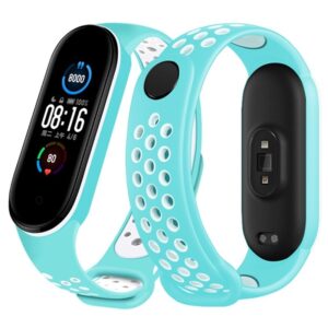 Λουράκι Xiaomi Mi Band 6 Βεραμάν - -Λευκό Two-color Silicone Breathable Replacement Watchbands Mint Green - White