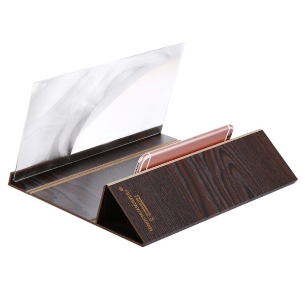 12.0 inch Portable Wood + Organic Glass Eyeshield 3D Mobile Phone Screen Magnifier Bracket Enlarge with Holder