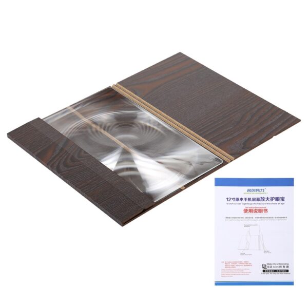 12.0 inch Portable Wood + Organic Glass Eyeshield 3D Mobile Phone Screen Magnifier Bracket Enlarge with Holder