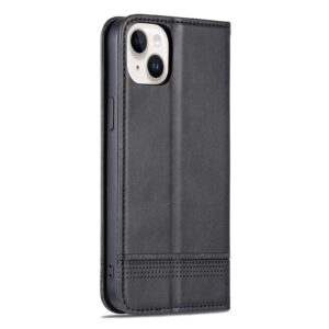 iPhone 15 Plus Θήκη Βιβλίο Μαύρο AZNS Magnetic Calf Texture Flip Phone Case Black