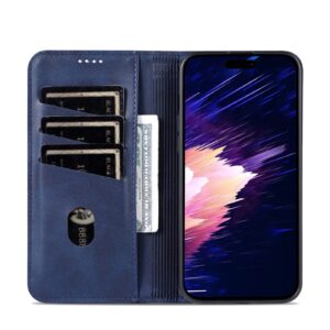 iPhone 15 Plus Θήκη Βιβλίο Μπλε AZNS Magnetic Calf Texture Flip Phone Case Blue