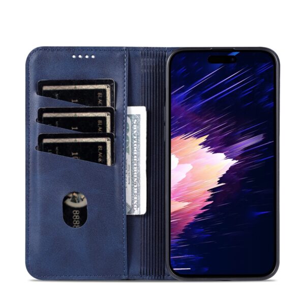iPhone 15 Plus Θήκη Βιβλίο Μπλε AZNS Magnetic Calf Texture Flip Phone Case Blue