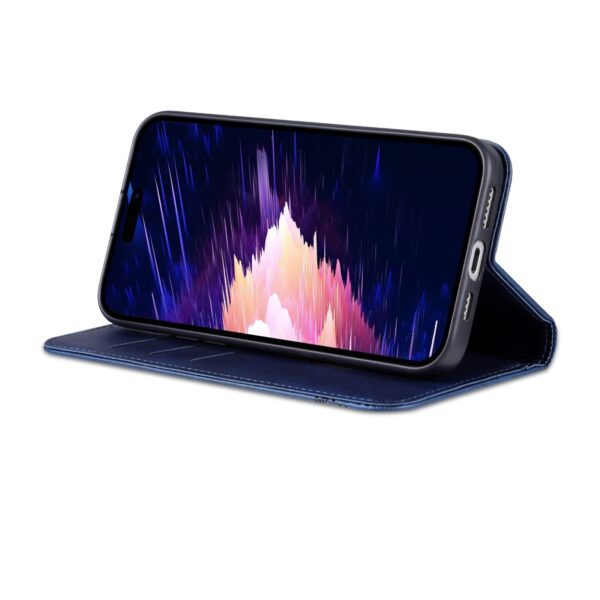 iPhone 15 Plus Θήκη Βιβλίο Μπλε AZNS Magnetic Calf Texture Flip Phone Case Blue