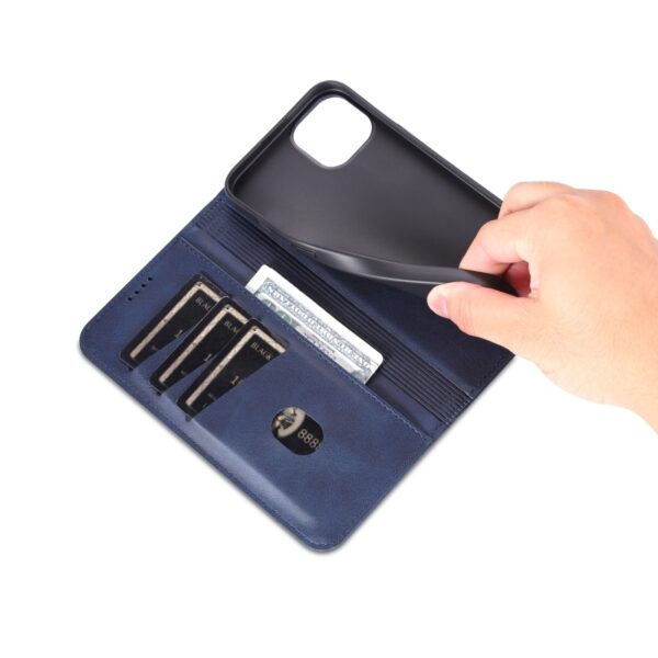 iPhone 15 Plus Θήκη Βιβλίο Μπλε AZNS Magnetic Calf Texture Flip Phone Case Blue