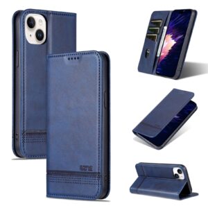 iPhone 15 Plus Θήκη Βιβλίο Μπλε AZNS Magnetic Calf Texture Flip Phone Case Blue