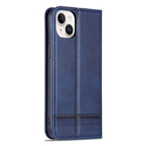 iPhone 15 Plus Θήκη Βιβλίο Μπλε AZNS Magnetic Calf Texture Flip Phone Case Blue