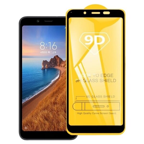 Xiaomi Redmi 7A Προστατευτικό Τζαμάκι Μαύρο 9H 9D Full Screen Tempered Glass Black