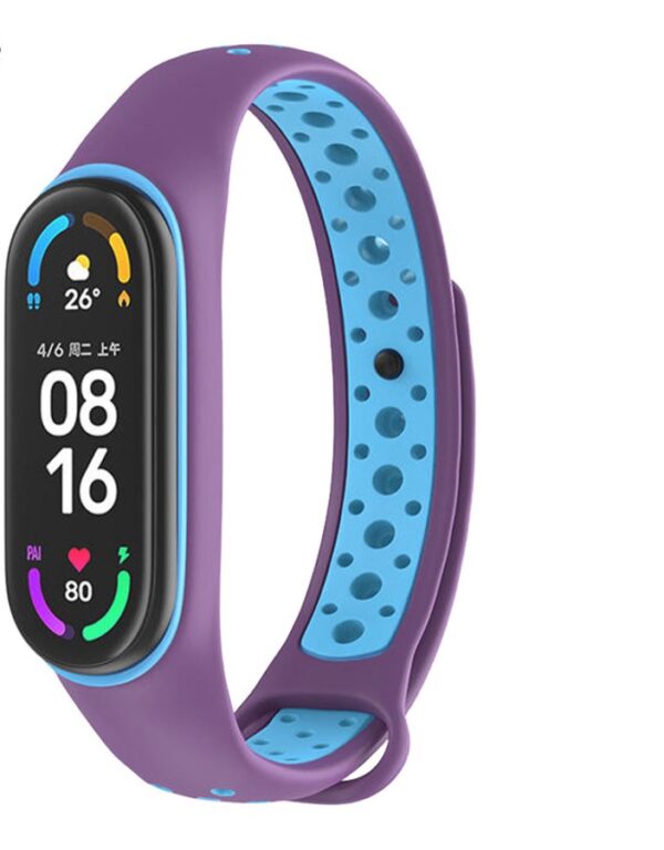 Λουράκι Xiaomi Mi Band 6 Μπλε - Μωβ Two-color Silicone Breathable Replacement Watchbands Blue - Purple