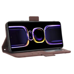 Xiaomi Poco F5 5G Θήκη Βιβλίο Καφέ Skin Feel Calf Texture Card Slots Phone Case Brown