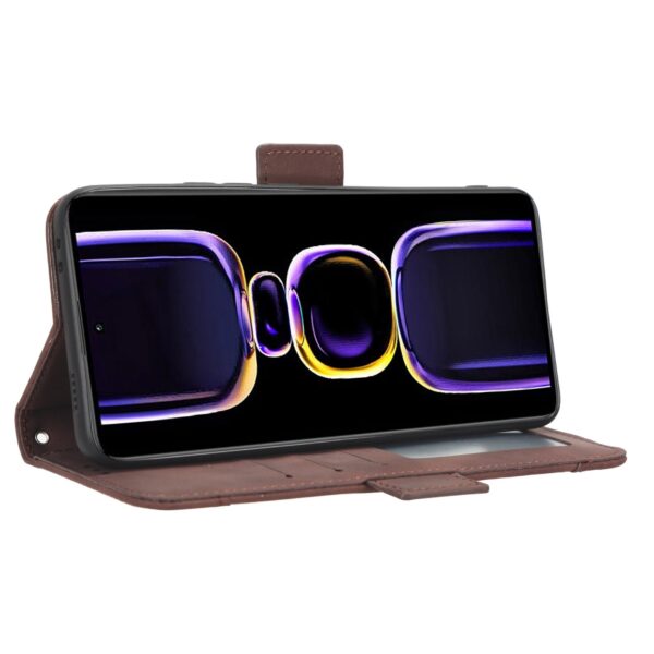 Xiaomi Poco F5 5G Θήκη Βιβλίο Καφέ Skin Feel Calf Texture Card Slots Phone Case Brown