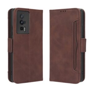Xiaomi Poco F5 5G Θήκη Βιβλίο Καφέ Skin Feel Calf Texture Card Slots Phone Case Brown