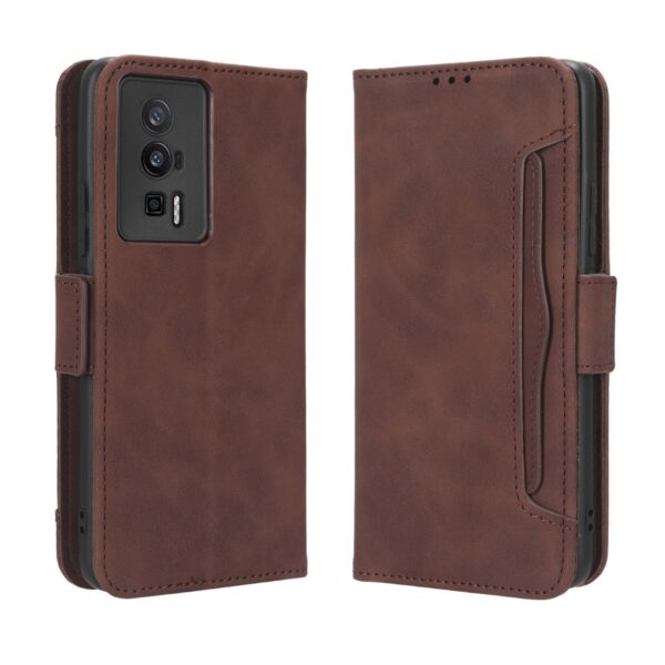 Xiaomi Poco F5 5G Θήκη Βιβλίο Καφέ Skin Feel Calf Texture Card Slots Phone Case Brown