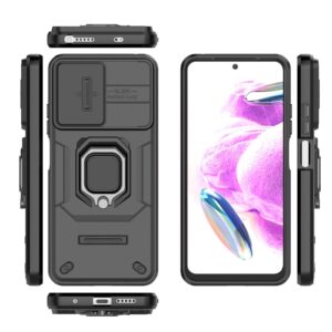 Xiaomi Redmi Note 12s Θήκη Μαύρη Με Σταντ Sliding Camshield TPU + PC Shockproof Phone Case with Holder Black