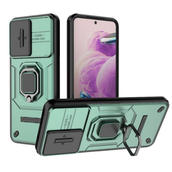 Xiaomi Redmi Note 12s Θήκη Πράσινη Με Σταντ Sliding Camshield TPU + PC Shockproof Phone Case with Holder Green