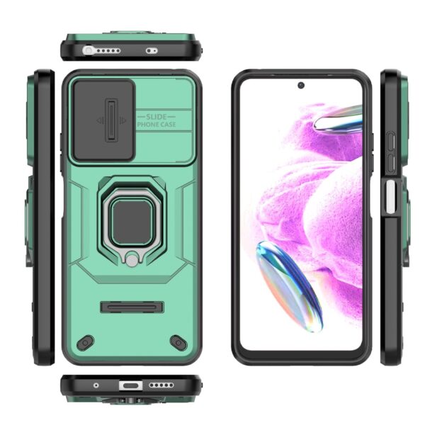 Xiaomi Redmi Note 12s Θήκη Πράσινη Με Σταντ Sliding Camshield TPU + PC Shockproof Phone Case with Holder Green