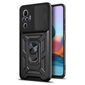 Xiaomi Redmi Note 10 Pro NFC Θήκη Μαύρη Με Σταντ Sliding Camera Cover Design Phone Case Black