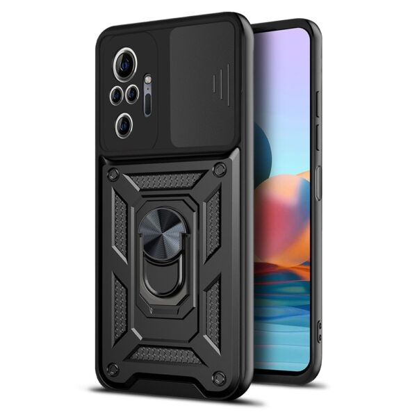Xiaomi Redmi Note 10 Pro NFC Θήκη Μαύρη Με Σταντ Sliding Camera Cover Design Phone Case Black