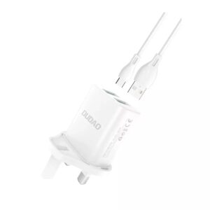 Dudao Φορτιστής Εξωτερικού με 2 Θύρες USB-A και Καλώδιο USB-C Λευκός ()