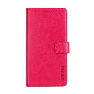 Xiaomi Poco F5 5G Θήκη Βιβλίο Φούξια idewei Crazy Horse Texture Phone Case with Holder Rose Red