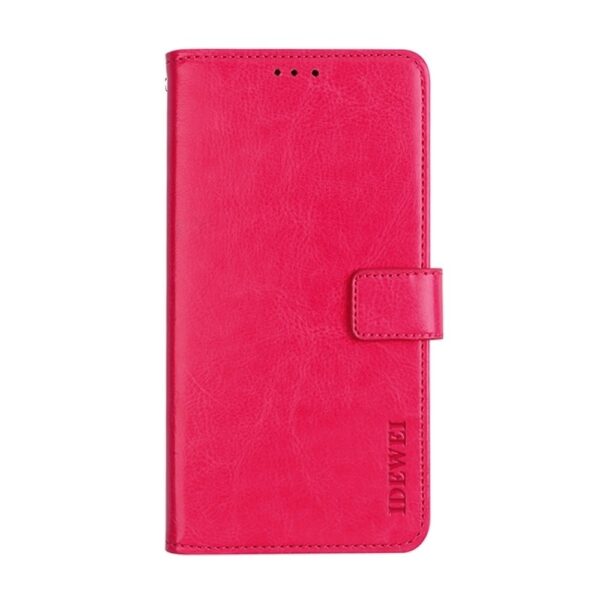 Xiaomi Poco F5 5G Θήκη Βιβλίο Φούξια idewei Crazy Horse Texture Phone Case with Holder Rose Red