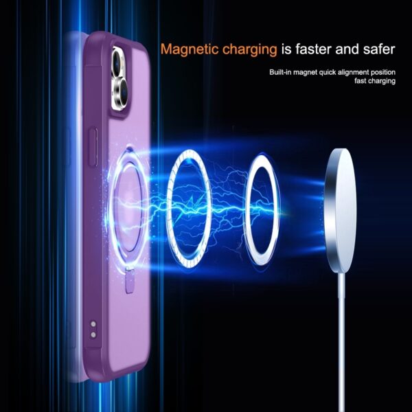 iPhone 15 Plus Θήκη Σιλικόνης Μωβ MagSafe Magnetic Holder Phone Case Purple